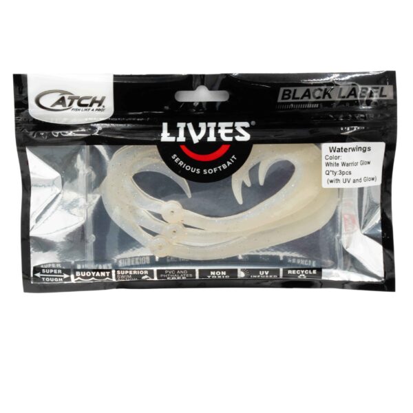 white warrior glow, soft plastic, UV, soft bait, lure enhancement, lure fishing, assist hook