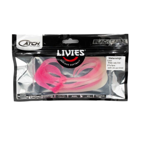 catch fishing tackle, black label livies, water wings, soft bait, soft plastic