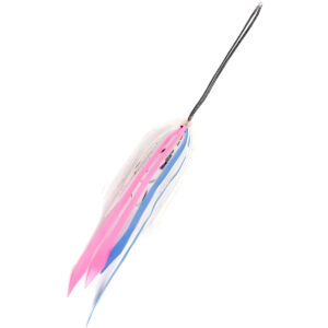 Check it out, fish hunters! The Catch Kabura Skirts fishing lure is the ultimate game-changer. Decked out with sleek black wire and vibrant kabura skirts, it boasts an enticing mix of pink, white, and blue streamers designed to reel in any curious fish. When you're ready to up your fishing game and turn the tide in your favor, this lure's got your back!.