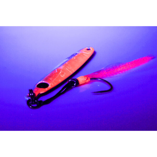 Introducing the Catch Pocket Rocket Tungsten Micro Jig—a true game-changer for those serious about their fishing gear. This bad boy sports a dazzling red and orange body, engineered for maximum allure. Expertly crafted with a single hook, it's primed to deliver unmatched precision and performance. Shot against a bold purple backdrop, this jig doesn’t just sit there; it’s ready to make waves in your tackle box!.