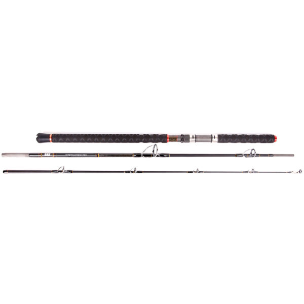 Introducing the Catch Pro Series 3-Piece Top Water Xtreme Rod—a true game-changer for passionate anglers! With its sleek black grips, shiny silver reel seat, and an array of line guides, this rod is engineered for top-notch performance. Check it out in all its glory when disassembled—perfectly crafted for those ready to land the big ones in any waters they venture into. You're bound to elevate your angling with this precision tool designed for the ultimate top-water experience!.