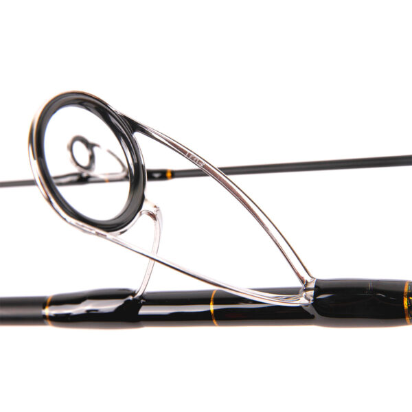 Check out our Close-up of the Catch Pro Series 3-Piece Top Water Xtreme Rod Guide! With its durable metal frame and perfectly circular eyelet, it's your ultimate companion for thrilling top-water adventures. Experience precision and reliability with every cast—ready to conquer every splash and surface strike!.