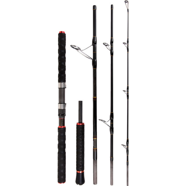 Say hello to the Catch Pro Series 5-Piece Top Water Xtreme Rod, your trusty companion for catching those elusive top-water fish! Dressed in sleek black and crafted to redefine portability, this rod disassembles into five seamless parts, each featuring sturdy metal guides. Whether you're casting from shore or boat, this innovative design ensures you’re always ready for action without compromising on performance.