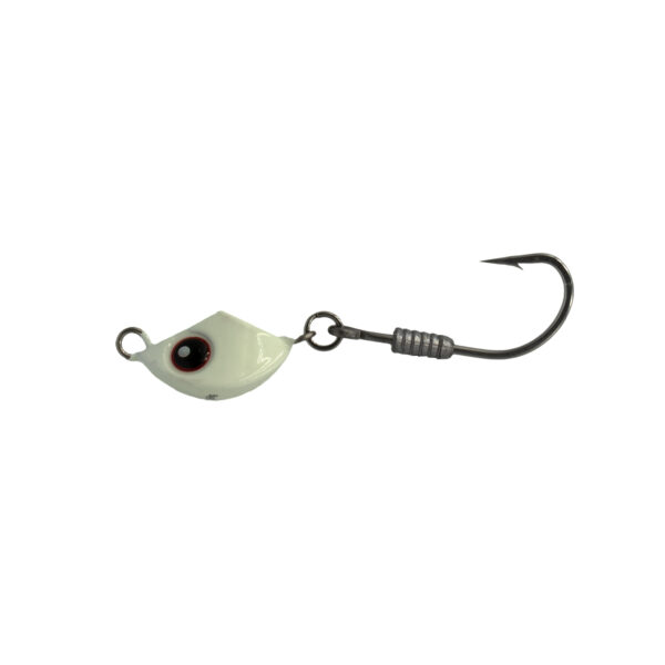 Check it out—The Catch Tenya Elevator Jig Head! With its sleek, shiny white design that mirrors a real fish head, this bad boy is built to deceive. Equipped with a single hook, it's expertly engineered to not just look the part but play it too. This jig head's crafted for some serious jigging action, making sure the catch of the day can't resist taking a bite. Perfect your tackle game and get ready to land those trophy fish!.