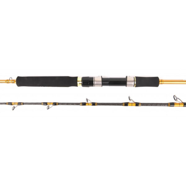 Meet the Catch Pro Series Jigging Xtreme Rod—an absolute game-changer in the fishing world, much like every innovative piece you'll find at BerleyPro! This slick two-piece masterpiece is decked out with a sleek black grip paired with sharp gold accents, delivering both flair and robust performance. With its array of line guides designed for precision casting, it's your trusty sidekick for all jigging exploits. Blending rugged durability with eye-catching style, this rod ensures you're geared up to tackle any angling adventure that comes your way. Perfectly built for those who refuse to settle for anything less than excellence on the water!.